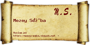 Mezey Sába névjegykártya